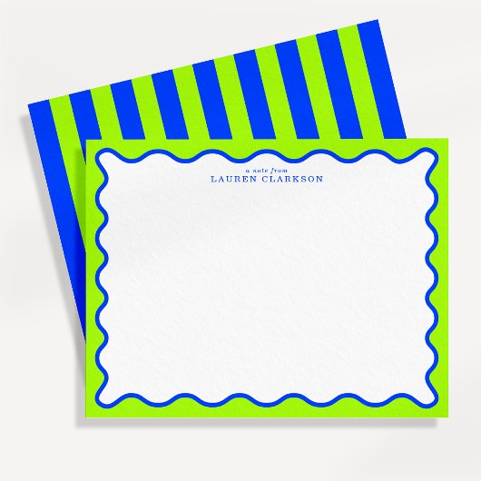 Carte de vœux ondulée néon lime et bleu électrique