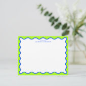Carte de vœux ondulée néon lime et bleu électrique (Debout devant)