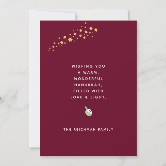 Carte de voeux or HANOUKKA (Dos)