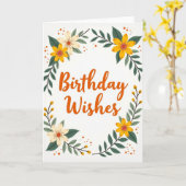 Carte de vœux orange au script sincère (Fleur jaune)