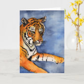 Carte de voeux Orange Bengal Tiger (Vertical) (Fleur jaune)