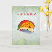 Carte de voeux orange de hérisson (Fleur jaune)