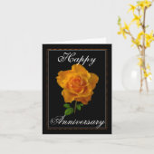 Carte de voeux Orange Rose Happy Anniversaire (Fleur jaune)
