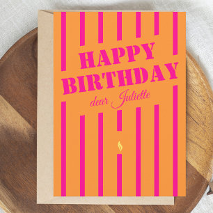Carte de voeux orange rose vif pour anniversaire