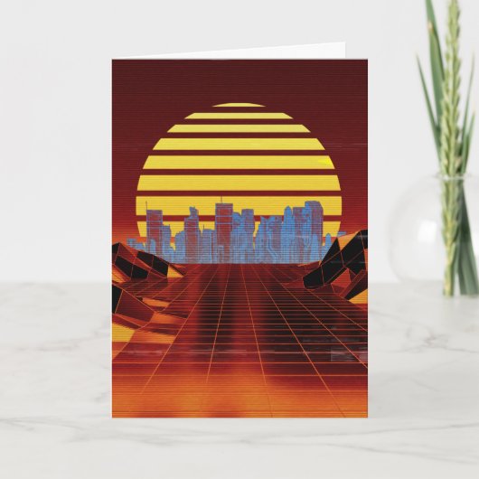 Carte de voeux Orange Synthwave (Devant)