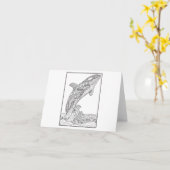 Carte de voeux Orca noir et blanc (Fleur jaune)