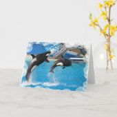 Carte de voeux Orca Whales (Fleur jaune)