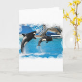 Carte de voeux Orca Whales (Fleur jaune)
