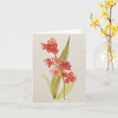 Carte de vœux Orchidée Rouge pliée (Fleur jaune)