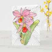 Carte de vœux - Orchidées roses (Fleur jaune)