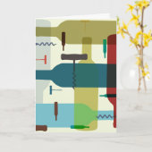 Carte de voeux orientée de bouteille de vin (Fleur jaune)