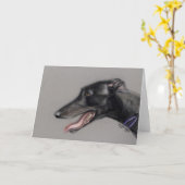 Carte de voeux originale d'art de chien de lévrier (Fleur jaune)