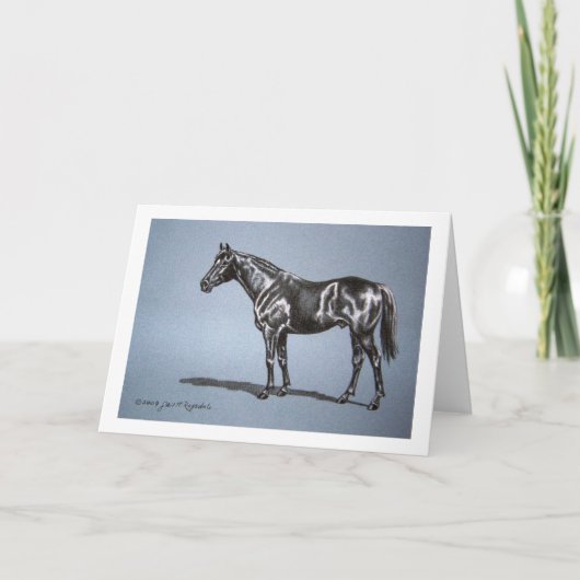 Carte de voeux originale de blanc d'art de cheval (Devant)