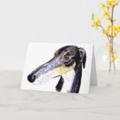 Carte de voeux originale de lévrier de lurcher/ (Fleur jaune)