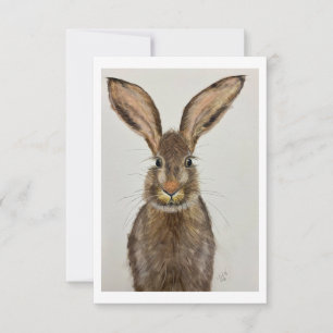 Carte de vœux originale Lapin Brun Mignon - Œuvre 