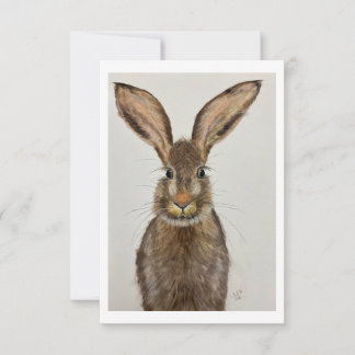 Carte de vœux originale Lapin Brun Mignon - Œuvre