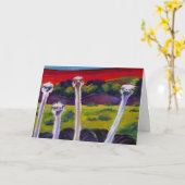 Carte de voeux originale "OSTRICHES" (Fleur jaune)