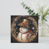 Carte de vœux ornée de Noël avec bonhomme de neige (Debout devant)