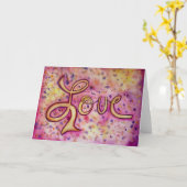 Carte de vœux ou Cartes de notes rose glamour Amou (Fleur jaune)