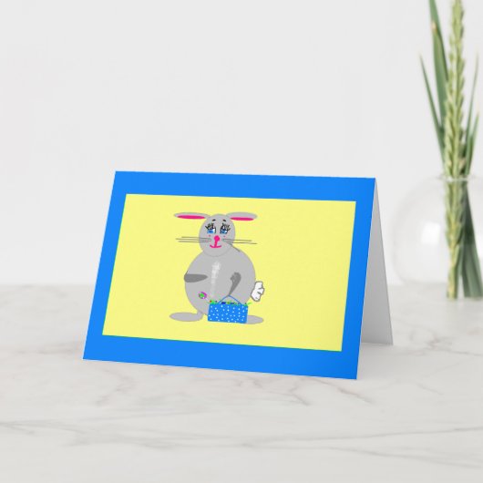 Carte de voeux ou de note de Pâques Bunny (Devant)
