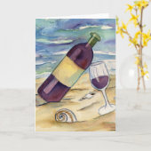 Carte de voeux ou de note Red Wine Beach Party (Fleur jaune)
