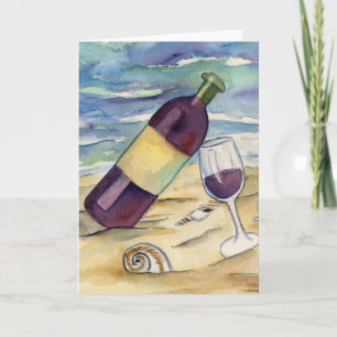 Carte de voeux ou de note Red Wine Beach Party