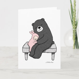 Carte de vœux Ours & Lapin Ours Lapin Amour Art