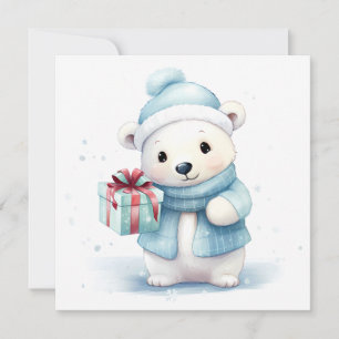 Carte de vœux ours polaire de Noël