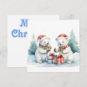 Carte de vœux ours polaires (Devant / Derrière)