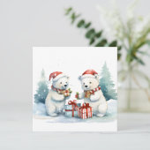 Carte de vœux ours polaires (Debout devant)