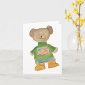 Carte de vœux ours USA (Fleur jaune)