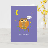 Carte de voeux Owl Miss You (Fleur jaune)