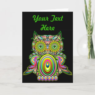 Carte de voeux Owl Psychedelic Popart