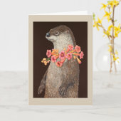 Carte de voeux Pageant Otter (Fleur jaune)