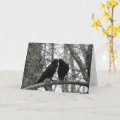 Carte de voeux Pair Crow, Blank Inside (Fleur jaune)