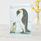 Carte de voeux paisible de pingouin (Fleur jaune)