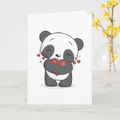 Carte de vœux Panda aimant (Fleur jaune)