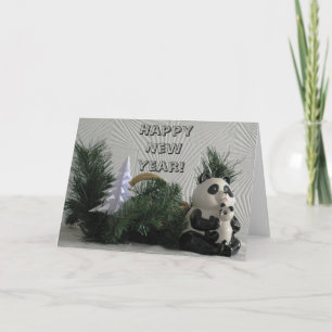 Carte de voeux Panda Family Noël Nouvel An