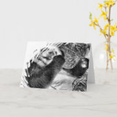 Carte de voeux Panda Hug B&W (Fleur jaune)