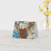 Carte de vœux Panda roux (Fleur jaune)