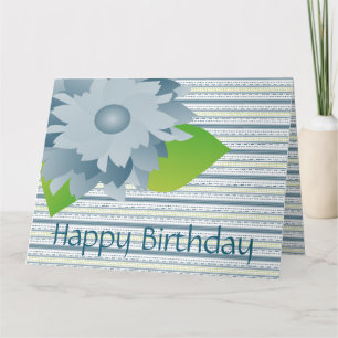 Carte de voeux papier Blue Floral pour anniversair