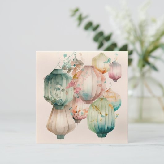 Carte de voeux Papier Lanterns (Debout devant)