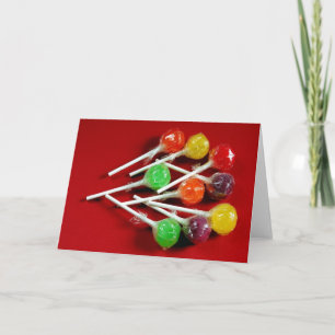 Carte de voeux papier lollipops colorée