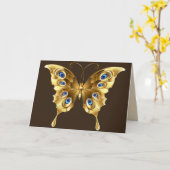 carte de voeux papillon en or (Fleur jaune)