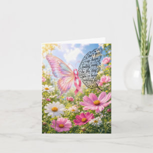 Carte de vœux papillon ruban rose