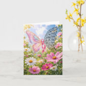 Carte de vœux papillon ruban rose (Fleur jaune)
