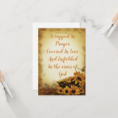 Carte de vœux papillon tournesol plat (Devant/Arrière en situation)