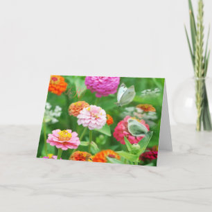 Carte de vœux Papillons dans un jardin de Zinnia