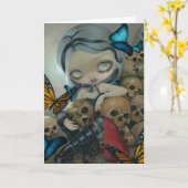 Carte de voeux "Papillons et os" (Fleur jaune)