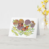 Carte de vœux - Papillons monarques (Fleur jaune)